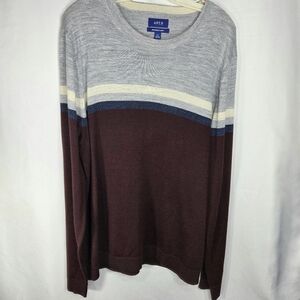 Apt. 9 Seriously Soft Maroon Grey Colorblock Long Sleeve Sweater Size XLarge